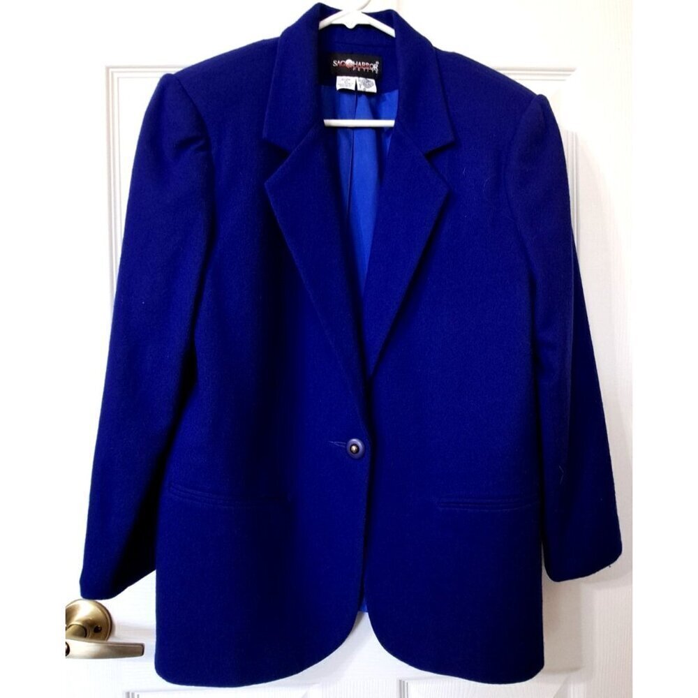 Sag Harbor 10P Royal Blue Wool Blazer Single-Breasted Office Academia Classic